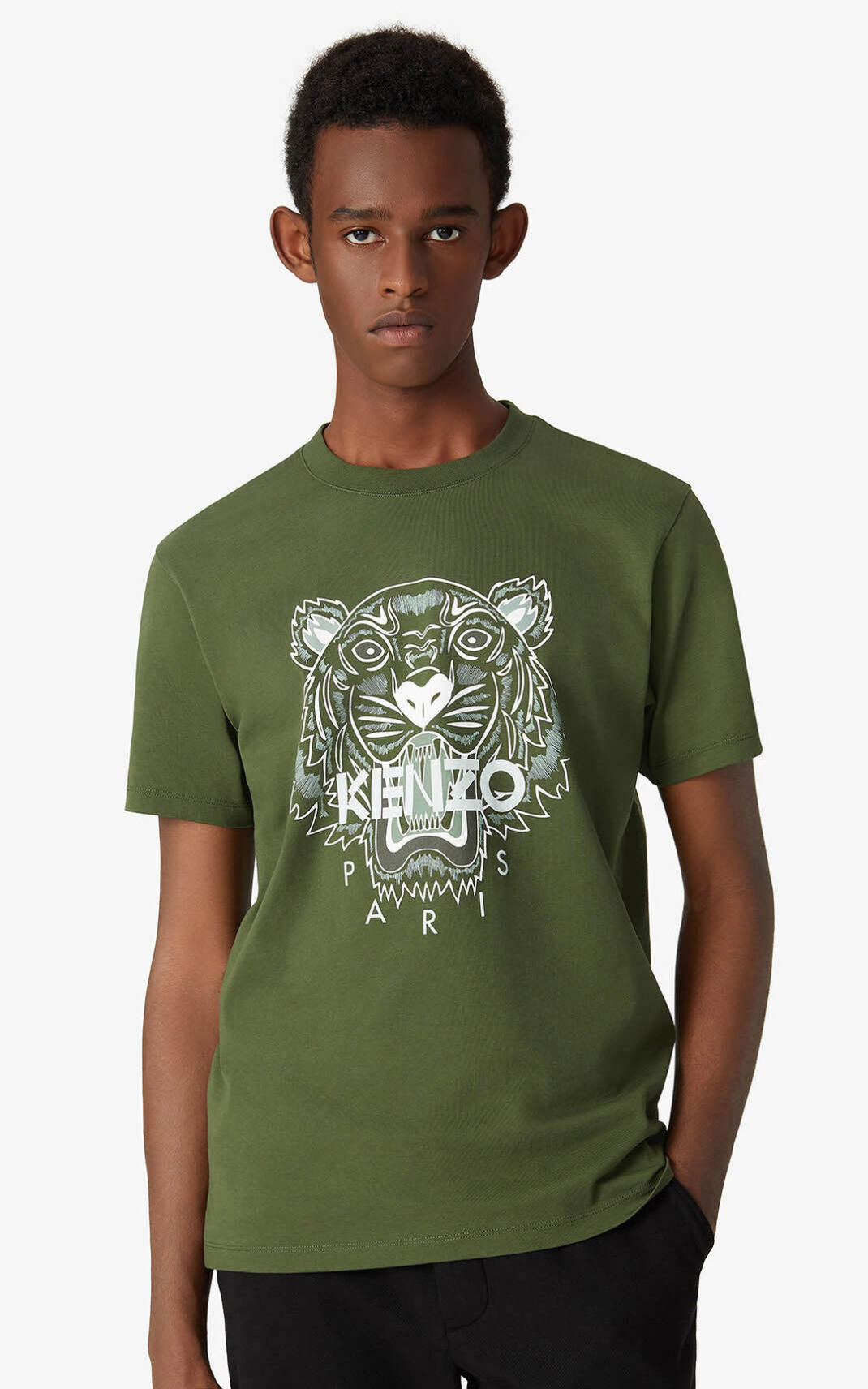 T Shirt Kenzo Tiger Homme Kaki Foncé | YSNK-48253